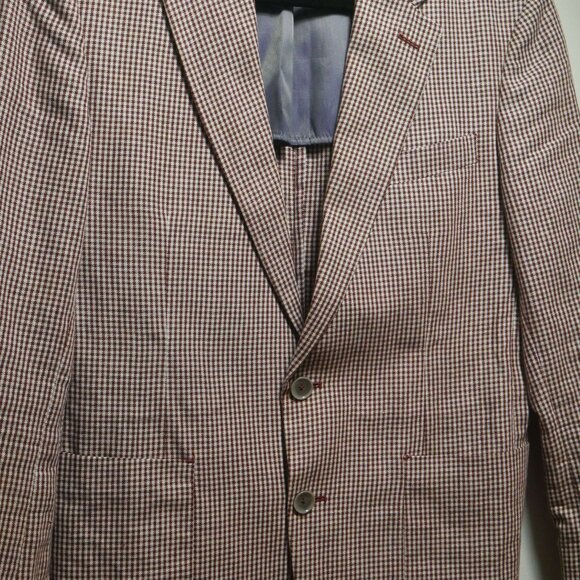 Zara Men’s Brown and White Checkered Jacket 38 - Picture 8 of 14